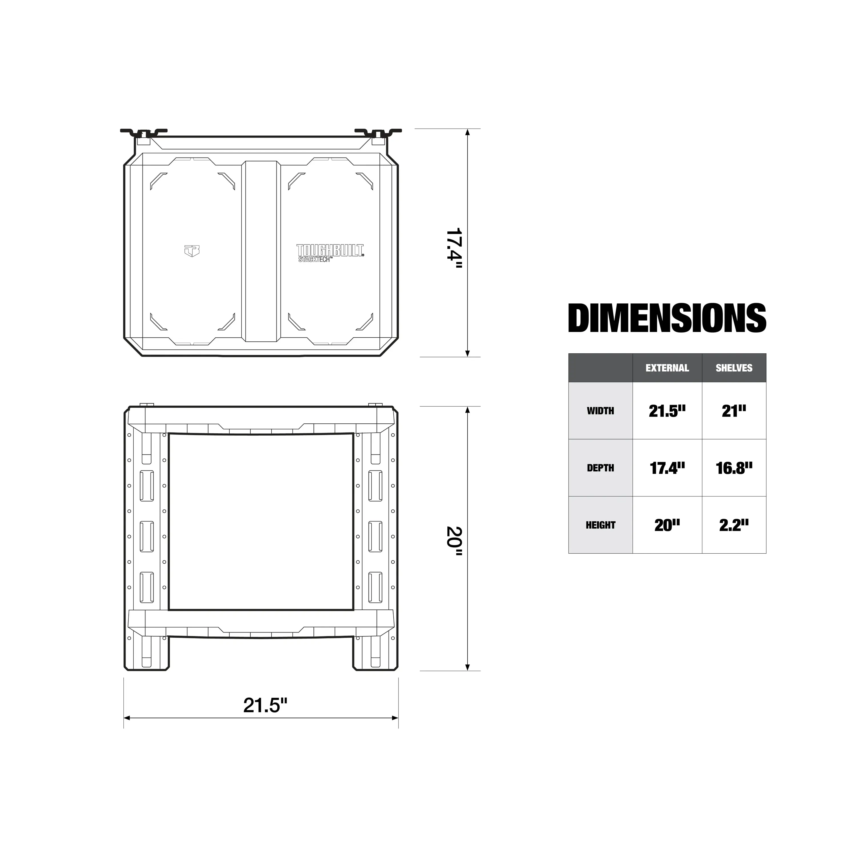 TOUGHBUILT TB-B1S3-M-20 Stacktech Shelves Wall Bracket Tool Accessories