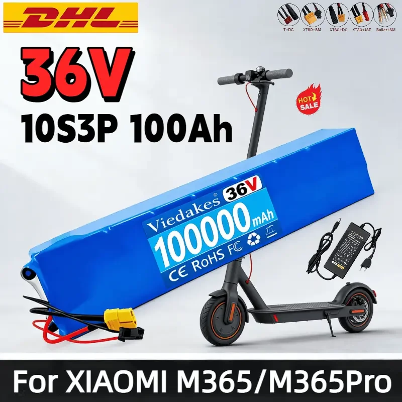 

100% VIEDAKES - 10S3P 36V Lithium Battery 100000mAh 18650 for Electric Scooter compatible for M365 36v scooter bike ✅
