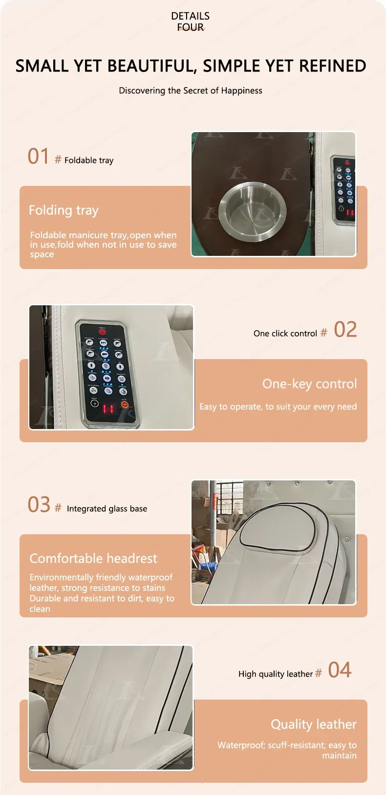 Luxuriöser Elektrischer Rückenmassage-Pedikürestuhl mit Fußbad Nagelstudio-Stuhl für SPA Maniküre Freizeitclub-Möbel – Detail 11
