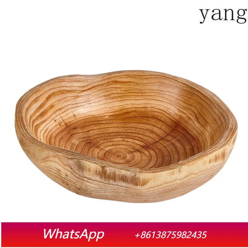 

Cx solid wood fruit pot art wooden bowl household snack fruit, creative Chinese high sense
