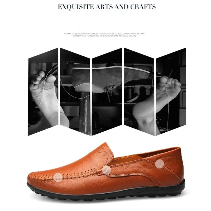 

Mens Loafers Moccasins Italian Breathable Slip on Male Boat Shoes Plus Size Genuine Leather Men Shoes Casual Luxury Brand Formal