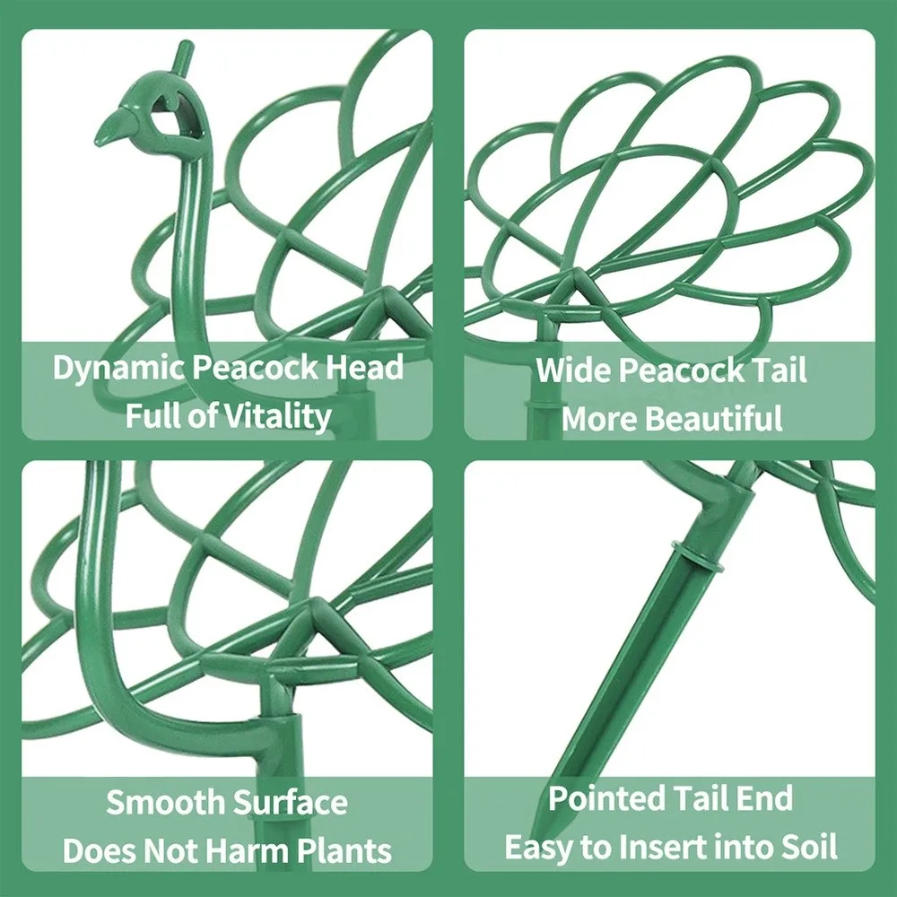 New Outdoor Peacock Shape Trellis Pot Holder Stick Frame Plant Support Garden Plant Stake Courtyard Flowers