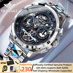 OUPINKE  Automatic Watch for Men Swiss Mechanical Movement Luxury Brand Men's Wristwatches Skeleton Self Winding Man Watch 3249