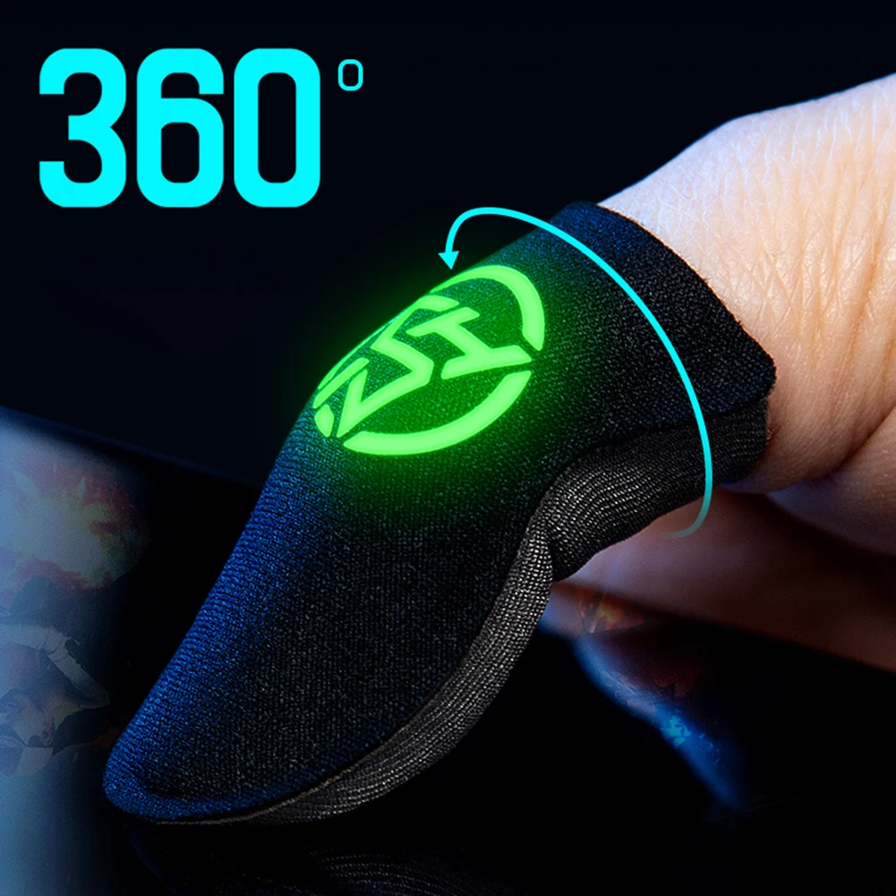 1 ペア ゲームフィンガーカバー 通気性 汗防止 発光 ゲームフィンガー サムスリーブ 滑り止め 0.3mm 超薄型 PUBG Mobile用