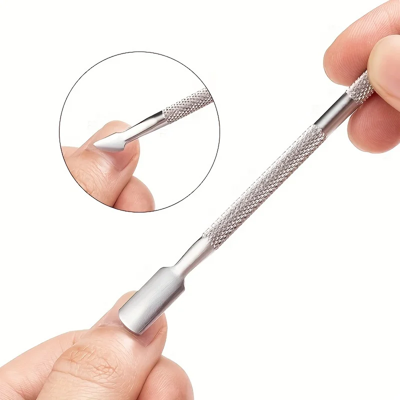 Stainless Steel Cuticle Pusher & Triangle Scraper: Gel Nail Polish Remover, Dead Skin Remover Tools for Manicure and Pedicure