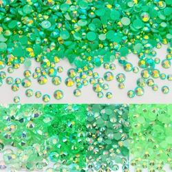 Green Series 2-5mm Wholesale Resin Rhinestones for Clothing Decoration Non Hotfix Glitter Flatback Crystal Nail Art