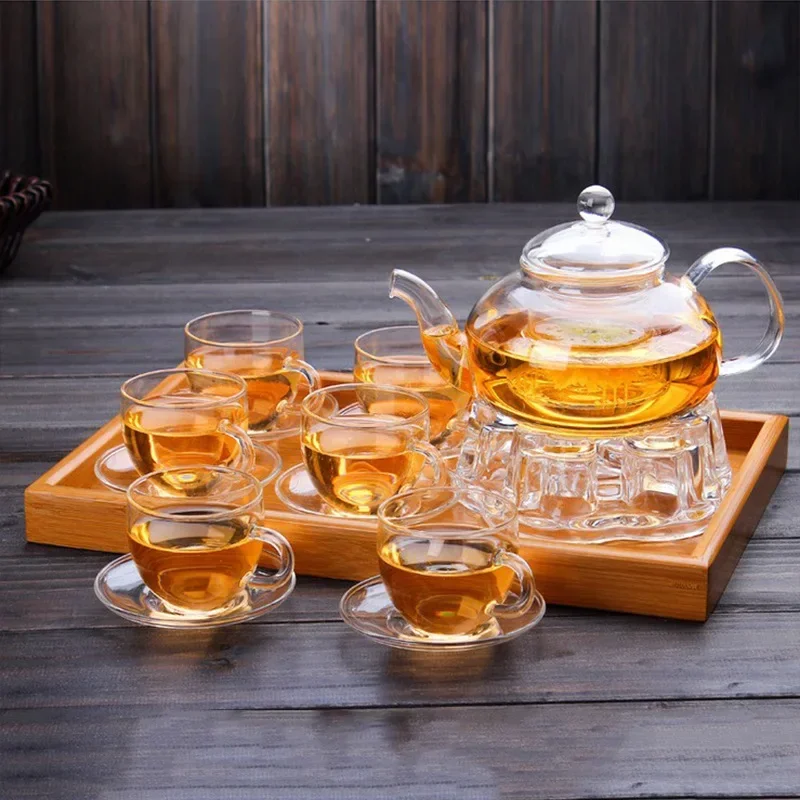 Heat Resistant Glass Teapot Clear Japaness Style Tea Pot with Infuser for Flower Chinese Puer Tea Portable Tea Kettle 400-1000ml