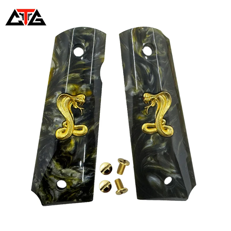 

CTG Colt Government Full Size 1911 Grips resin with gold snake Inlay