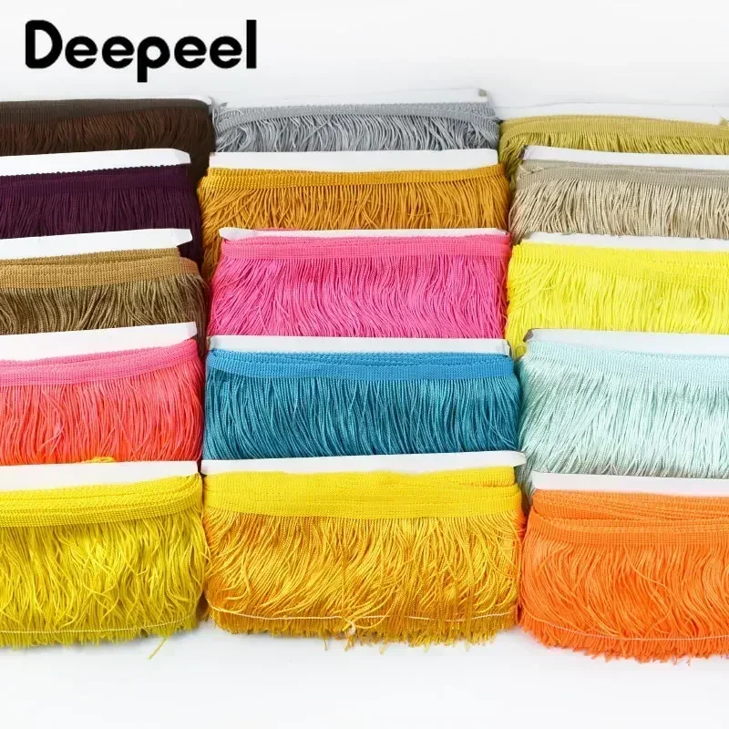 10Meters 10/15/20/30cm Colorful Long Tassel Fringe Trim Woven Lace Ribbon DIY Latin Dance Dress Garment Decor fabric Accessories