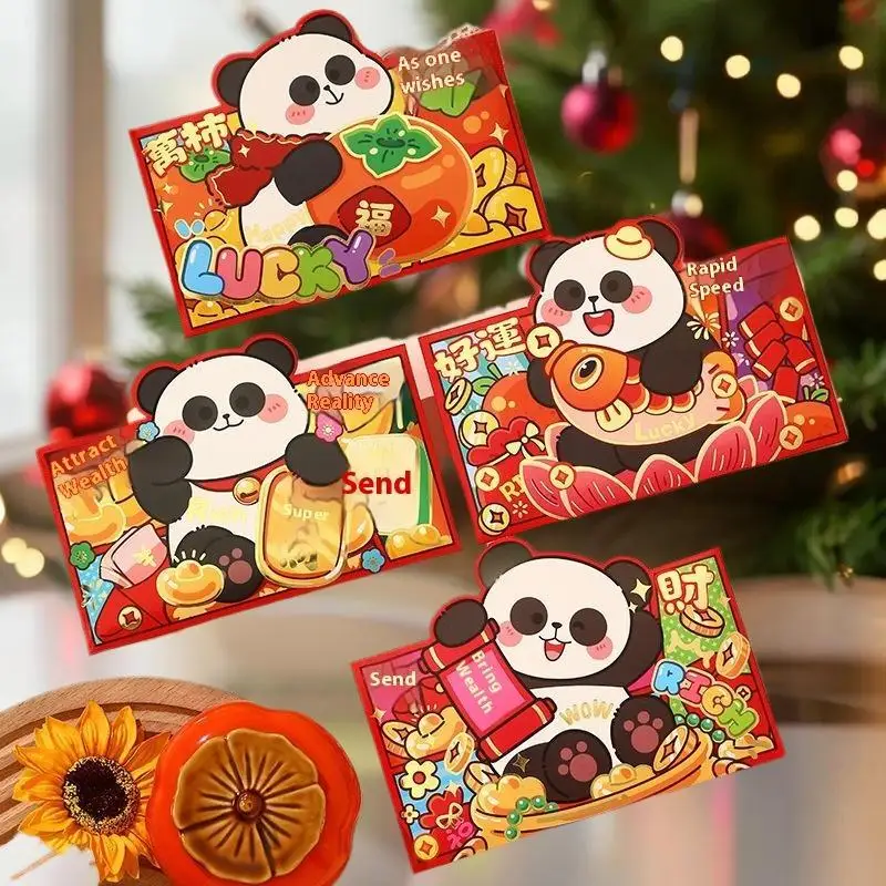 2026 envelopes vermelhos do ano do cavalo (4 peças) - pacotes de dinheiro da sorte do ano novo chinês para crianças, conjunto de presente do cavalo do zodíaco