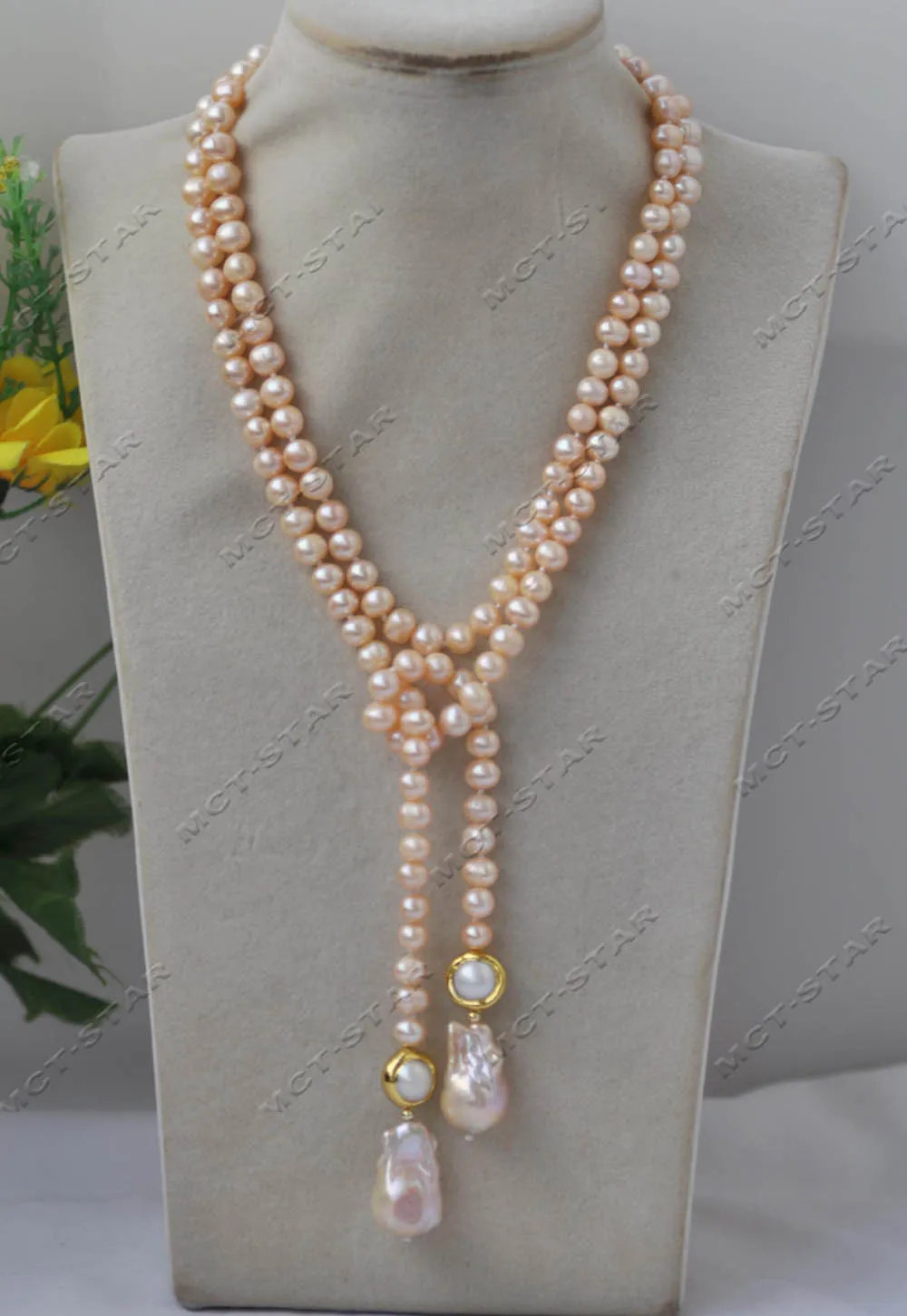 

Z13311 44" 25mm Natural Pink Round Baroque Keshi Reborn Pearl Necklace Pendant Custom Jewelry