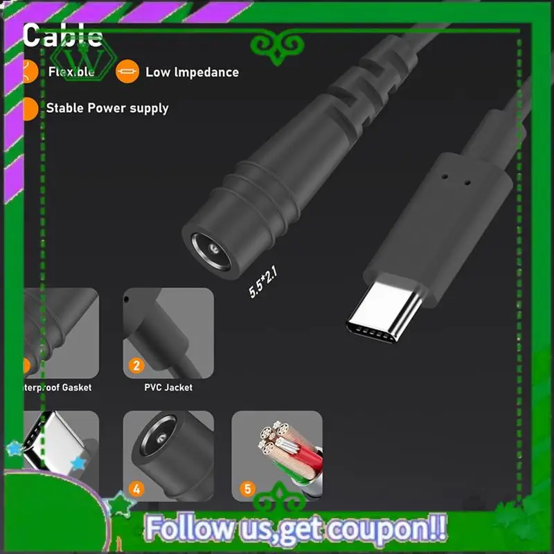 Reliable-For Starlink Mini USB C To DC Female Cable Overload Short Circuit Protection Type-C To DC Replacement Cable 2M