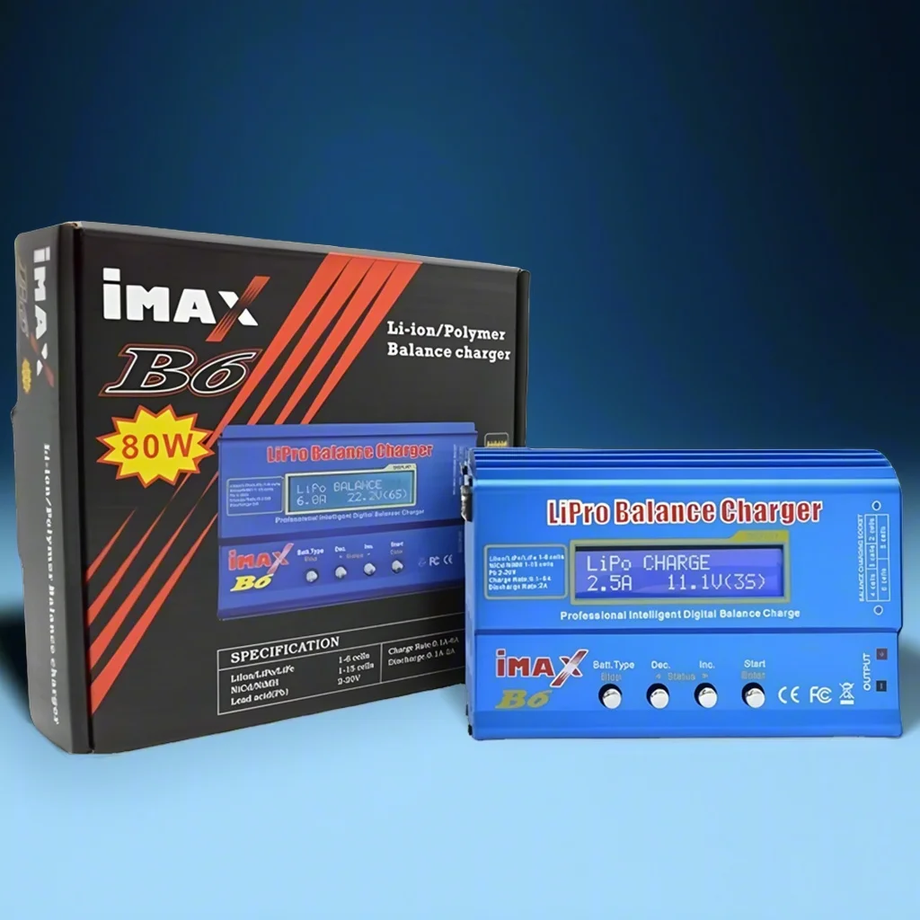 Carregador Lipo IMAX B6 80W com Conector T/Tamiya/XT60 para Baterias NiMh, Li-ion, Ni-Cd, Lipo, Descarregador de Balanço + Adaptador 12V 5A para Carregador RC