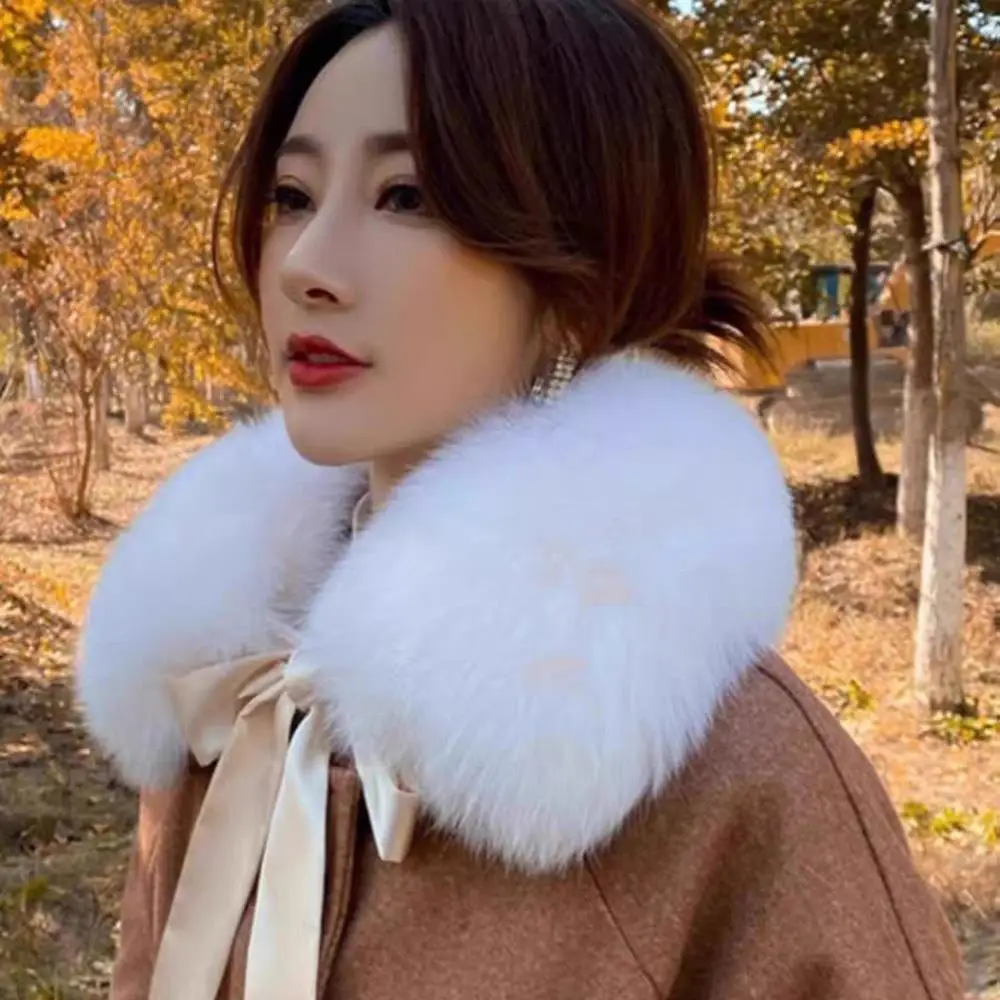 

Faux Raccoon Fur Collar Scarf for Women Detachable Furry Fur neck Collar Winter Warm Coat Shawl plush Collar Scarf Neck Warmer