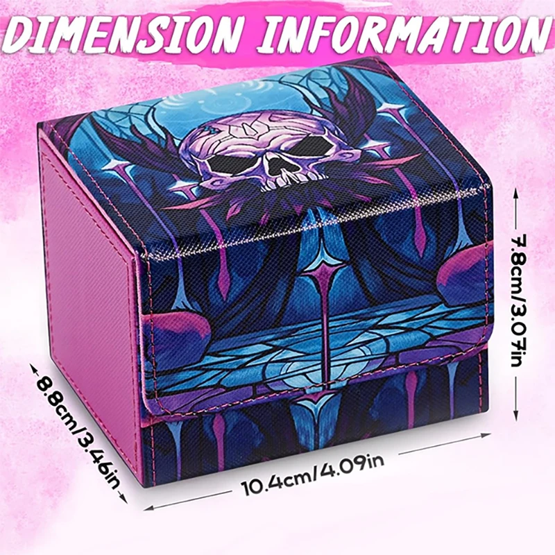 Deckbox für TCG-Karten, Sammelkarten-Aufbewahrungsbox für mehr als 120 Karten mit Ärmeln, PU-Leder-Kartenbox, passend für CCG-Zauberkarten – Detail 3