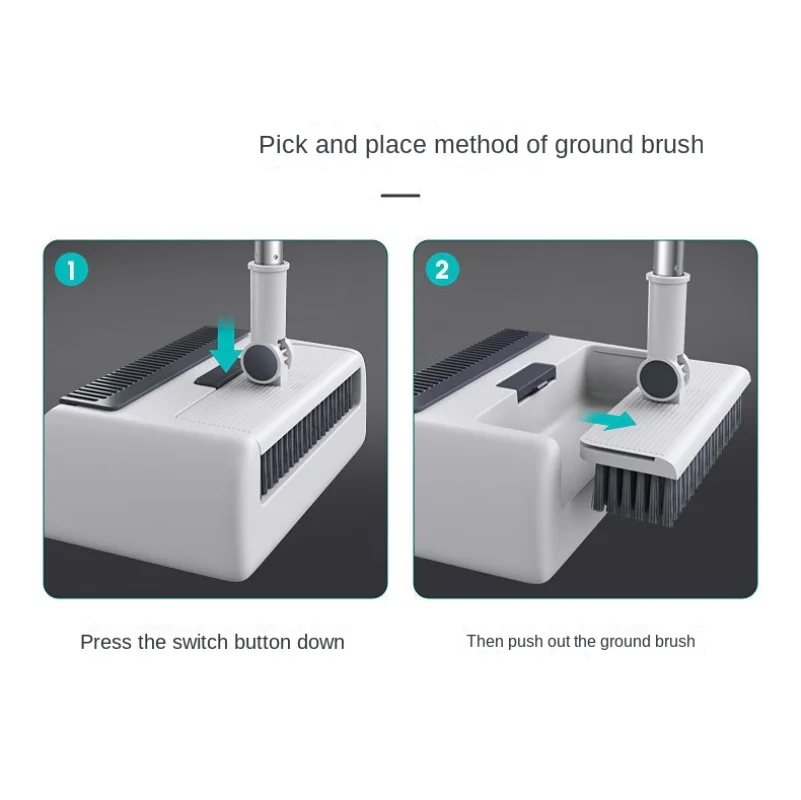 Imagem -05 - Vassoura Conjunto de pá Casa Dobrável à Prova de Vento Piso Vassoura de Piso Inoxidável Vertical Extensível Limpo Escova Conjunto de Limpeza de pá em