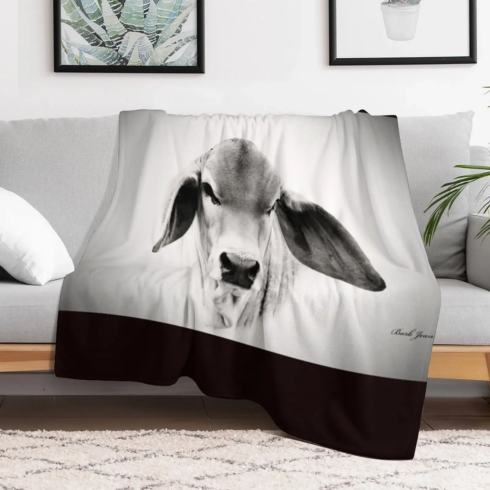 BRAHMAN CALF, PORTRAIT, WALL ART Throw Blanket Sofa Throw Luxury St Thin christmas gifts Blankets