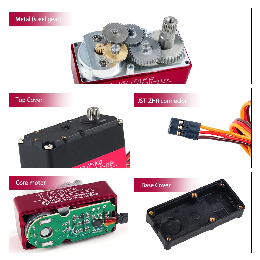 RDS51150 Digital Servo 150KG High Torque 12V IP66 Waterproof 180 270 Degree Double Shaft U Mounting Bracket Robot DIY Part