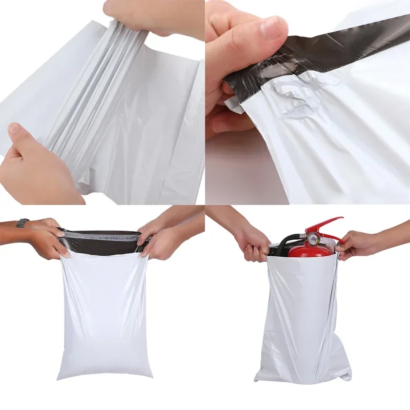 100pcs White Poly Envelopes Courier Bag Express Envelope Storage Bags Self Adhesive Seal PE Plastic Pouch Packaging Mailing Bags