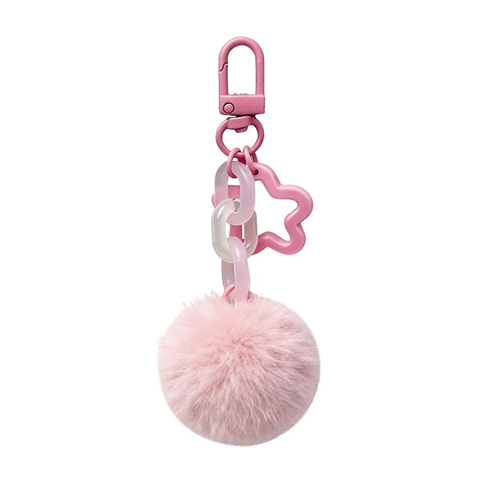 

Cute Colorful Fluffy Ball Keychain Hanging Ornament DIY Floral Ball Pendant Jewelry Accessories
