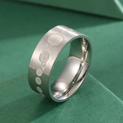 Kinitial Minimalist Planet Shape Stainless Steel Rings For Women Bridal Dainty Jewelry Wedding Party Gift