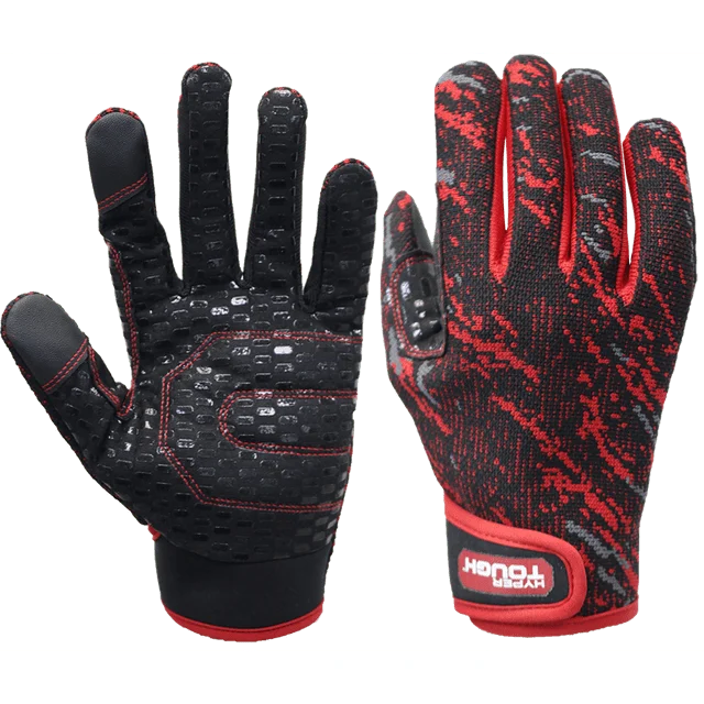 

Hyper Tough Stretch Knit Work Glove with Non Slip Silicone Prints, Black Color, Men's Medium