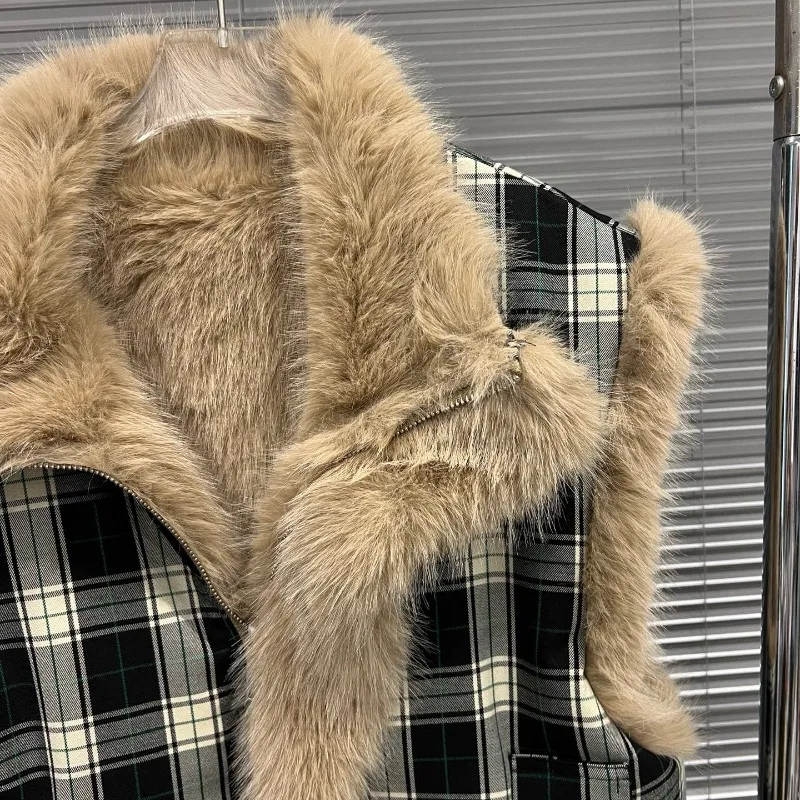 التلبيب فو الفراء سترة اثنين الجانب ارتداء أكمام متقلب فروي الستر رقيق سستة الدافئة سميكة الفاخرة أفخم معاطف فو الثعلب عادية