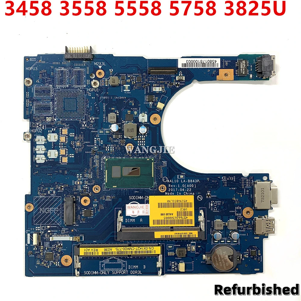 

Refurbished For DELL Inspiron 3458 3558 5558 5758 3825U VGA Port Laptop Motherboard CN-0X1K27 0X1K27 AAL10 LA-B843P Notebook