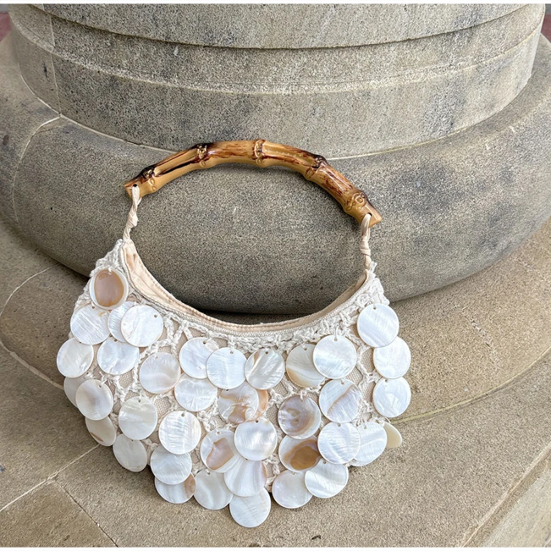 Handmade French Luxury Evening Shell Bag Vintage Clutch Romantic Elegant Handbag Chic Top Handle Purse Women Party Wedding Bag