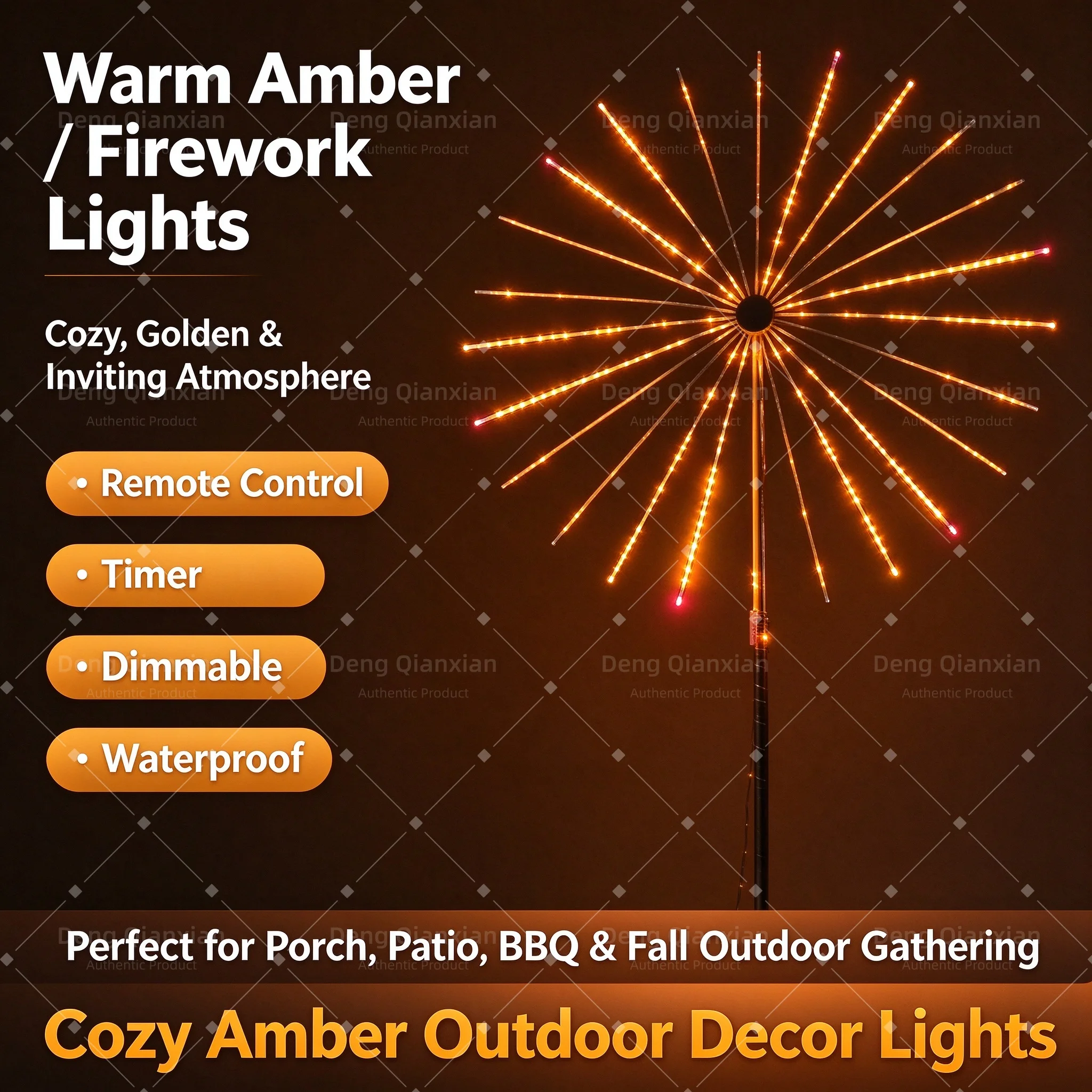 Rotating Windmill Double-Sided Firework Light, Programmable RGB Strobe Effects, Waterproof Outdoor Garden Courtyard Decor