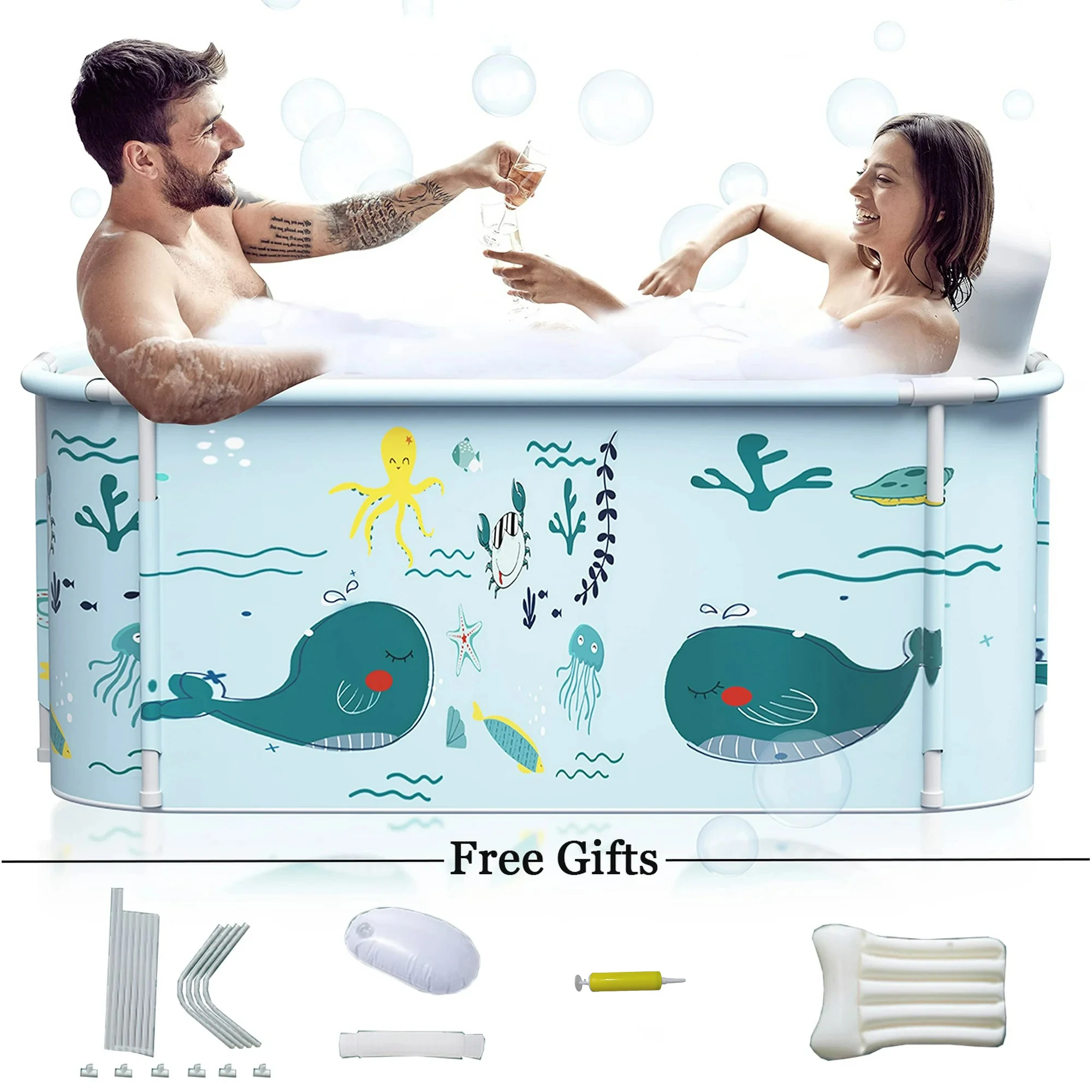 Large Portable Bathtub Portable Ice Bathtub Hot Bathtub Eco-Friendly Bathtub Adults with Accessories Kit,Thickening with Thermal