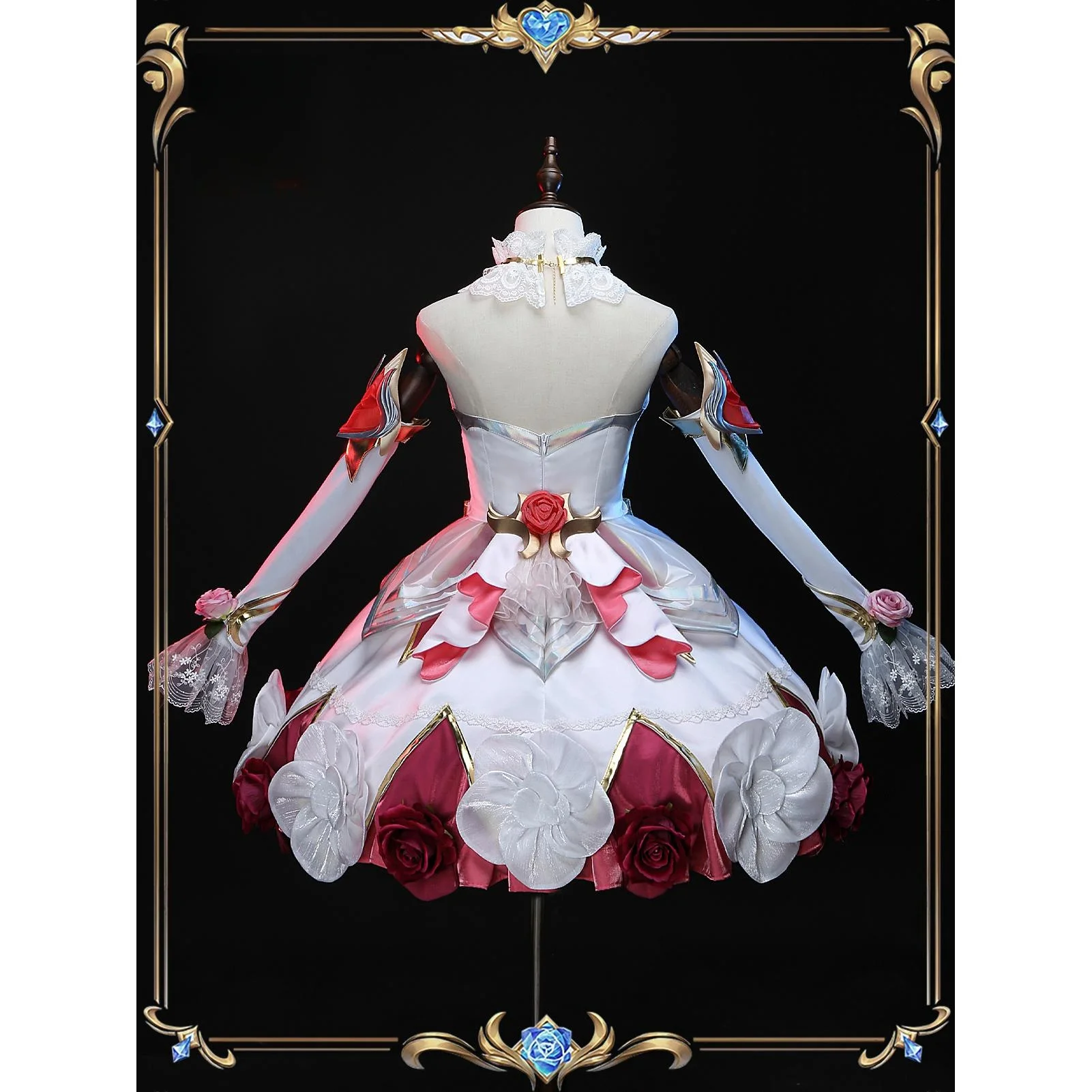 AGCOS Game LOL Gwen Cosplay Costume Crystal Rose Gwen Christmas Roleplay Uniforms Dress Clothes LOL Cosplay