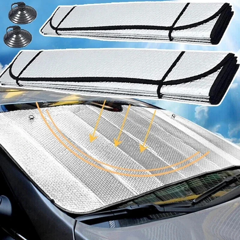 Car Windshield Sunshades Foldable Car Front Window Sunshade Snow Ice Protection Cover Winter Summer Windshield Shield Universal