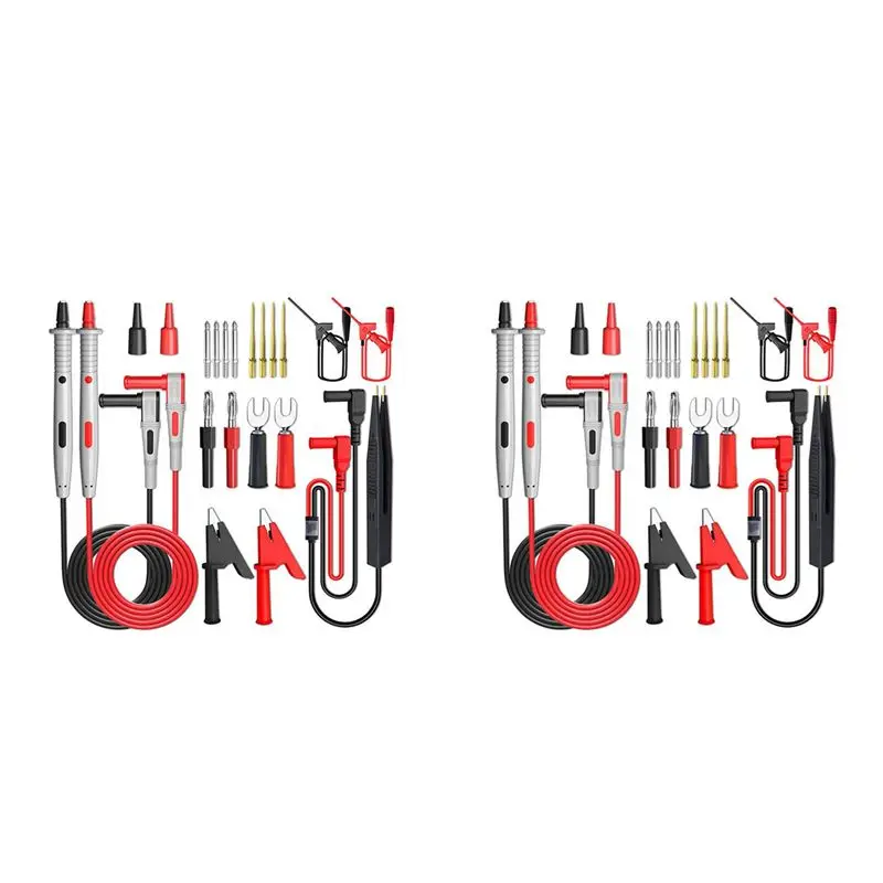 ABLQ 2X P1503E Series Universal Multimeter Probe Test Leads Kit Replacement Needle Tester Tip IC SMD Test Hook Alligator Clip