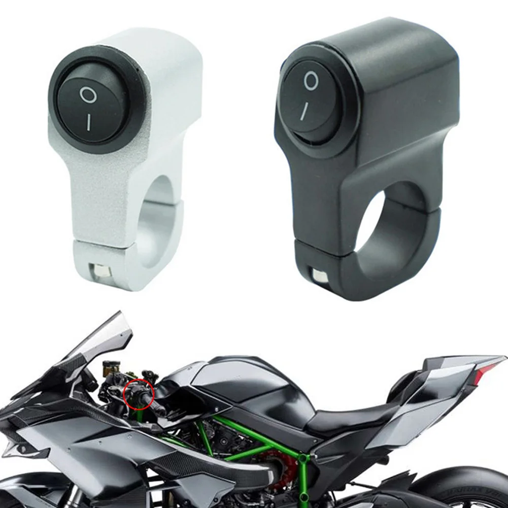 Motorcycle Handlebar Headlight ON/OFF Switch Black/Silver Aluminum Alloy 2-Wire Waterproof Second Gear Switch Motorcycle Parts