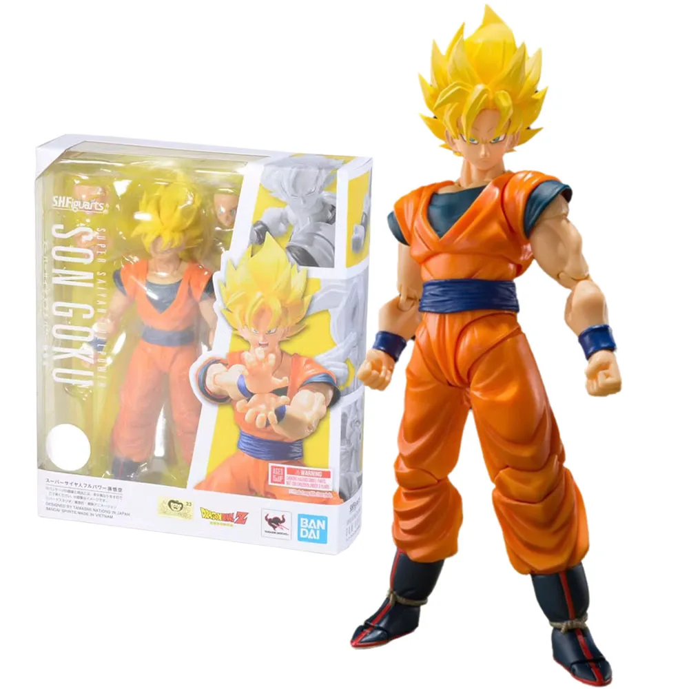 Bandai Genuine Original Dragon Ball Z Model Kit Anime Figures SHF Son Goku Super Saiyan Fullpower Collection Action Figure Toys