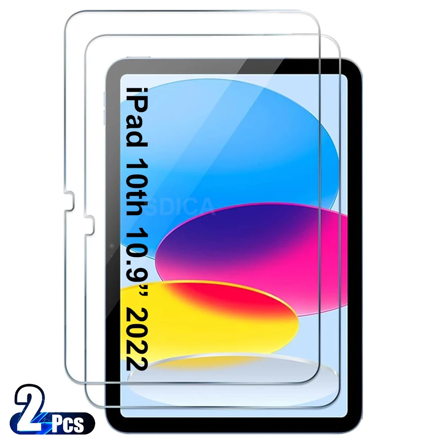 

2PCS For iPad 10th Gen 10.9 Inch 2022 Tempered Glass Screen Protector A2696 A2757 A2777 Tablet HD Anti-Scratch Protective Film