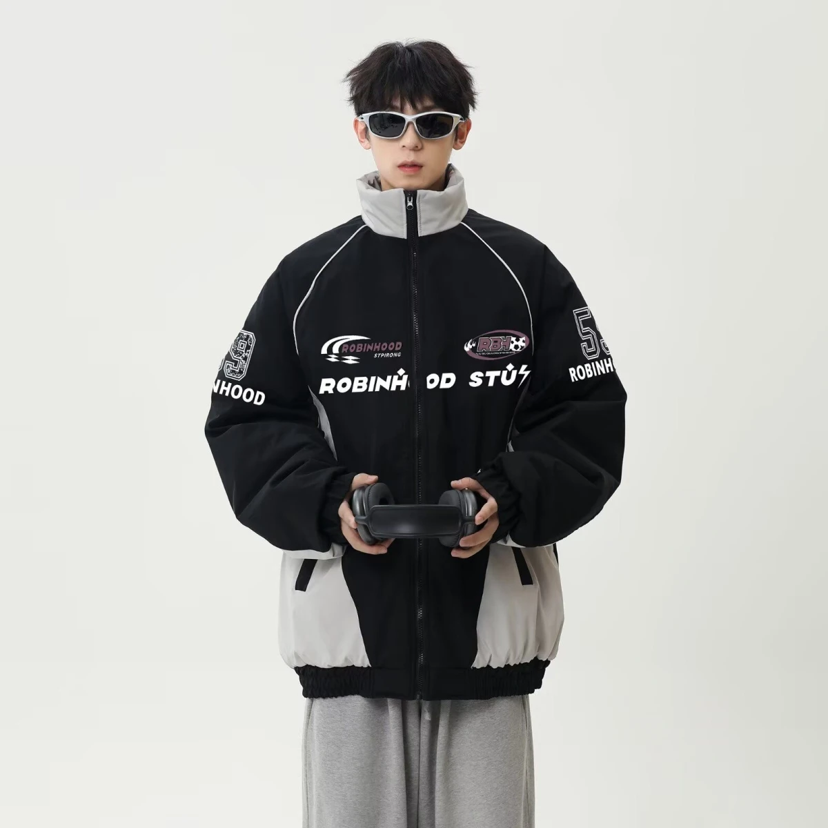 

Men's Thiened Cotton Jaet Stand Collar Motorcycle Sle Winter Warm Outerwear Loose Fit Youthful Faionable Coat