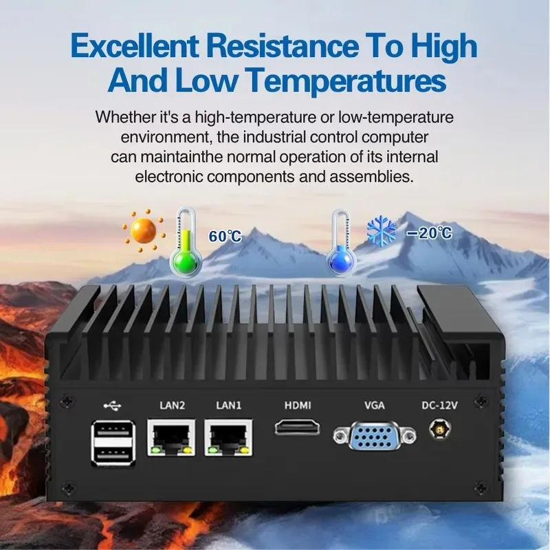 Portable Fanless Industrial Mini PC Core I5-4200U Dual LAN 16GB DDR3L M.2 NVMe Support Embedded Pfsense Quad 16GB RAM
