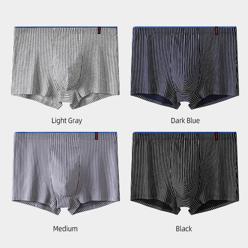 4Pcs Boxer Shorts männer Unterwäsche Sexy Höschen Baumwolle Boxer Gestreiften Unterhose Männlichen Shorts U Konvexen Dessous Plus Größe 2XL-6XL – Detail 15