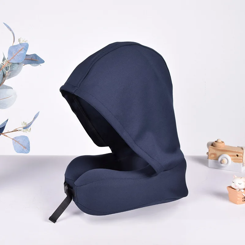 Hooded Memory Cotton U-shaped Pillow Neck Cap U-shaped Pillow Car Travel Pillow Office Shading Nap Pillow Comfort Storage Pillow