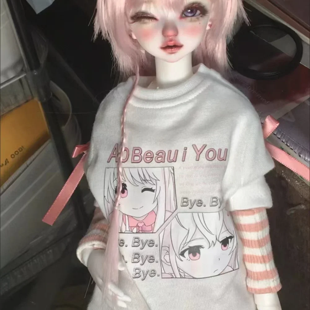 

1/6 1/4 кукольный костюм для куклы Bjd 28/45 см, комплект футболок в стиле аниме, милое платье с короткими рукавами, игрушки, аксессуары для кукол, без куклы