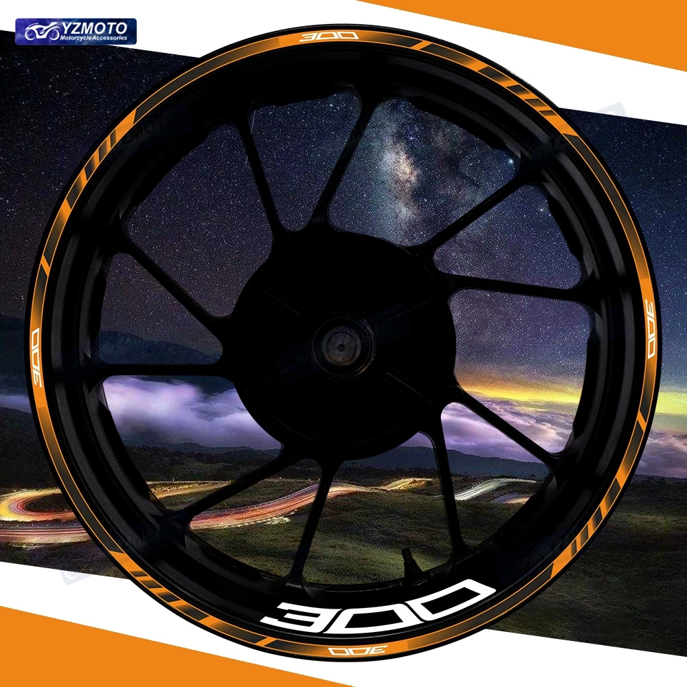

Для мотоцикла Z300 17-дюймовая наклейка на переднее и заднее колесо, наклейка на ступицу, модифицированная декоративная гоночная светоотражающая водонепроницаемая наклейка на обод
