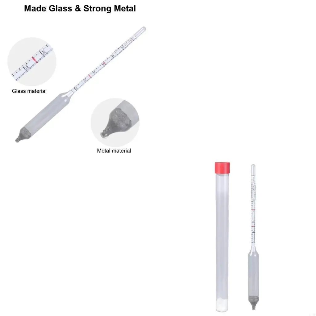 P82E Hydrometer Liquid Alcohols Glass for Sugar Maple Syrup Brewing Beer Measurement