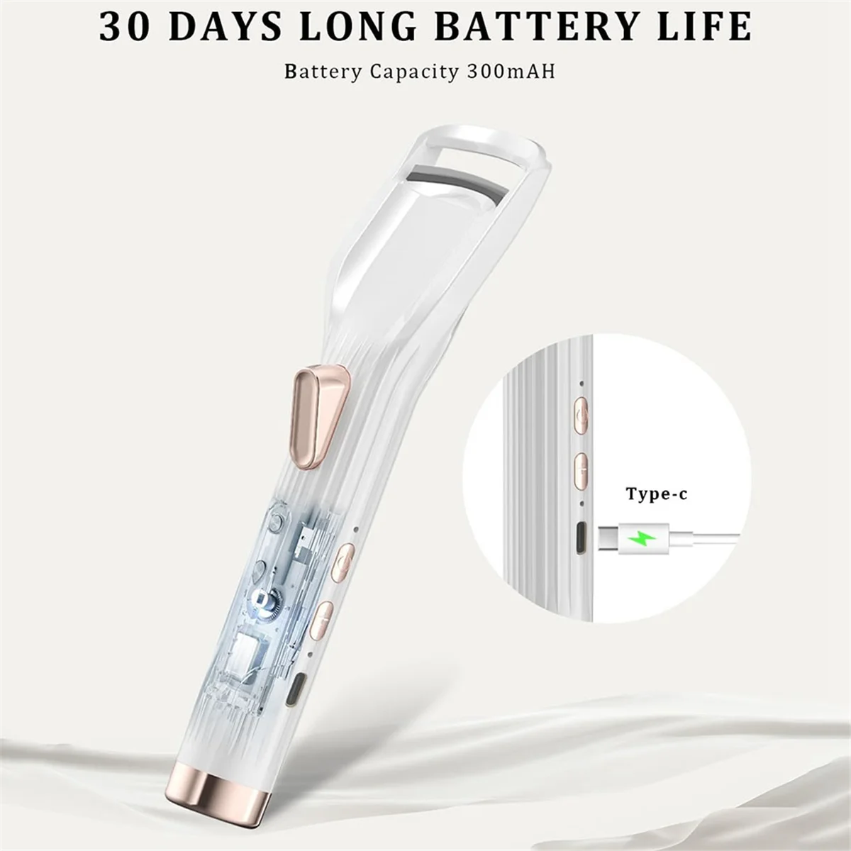 Rizador de pestañas en caliente Premium PRO - Calentamiento rápido en 8s - 24 horas de larga duración - Rizador de pestañas eléctrico recargable