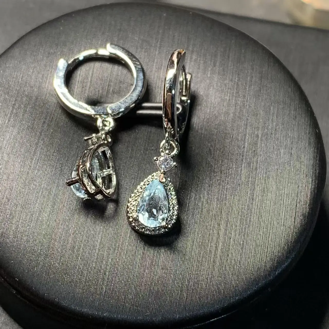 HEYYA STONE Natural Blue Topaz Hoop Earrings For Women Earrings Simple Fine Jewelry Stone Gemstone Classic Style Fine Gift