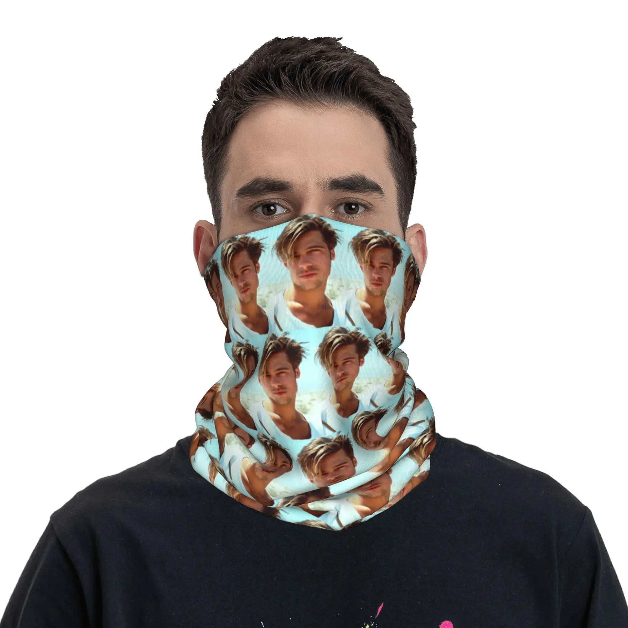 Secret Brad Pitt Gifts Movie Fan Bandana Neck Cover Printed Face Scarf Multi-use Cycling Scarf Riding Unisex Adult Winter