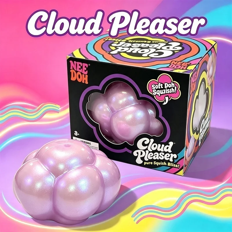 Needoh Cloud Pleaser Hand Squeeze Fidget Toy Stress Soother TPR Flour Filling Snappy Rebound Squishy Tactile Play Sensory Toy
