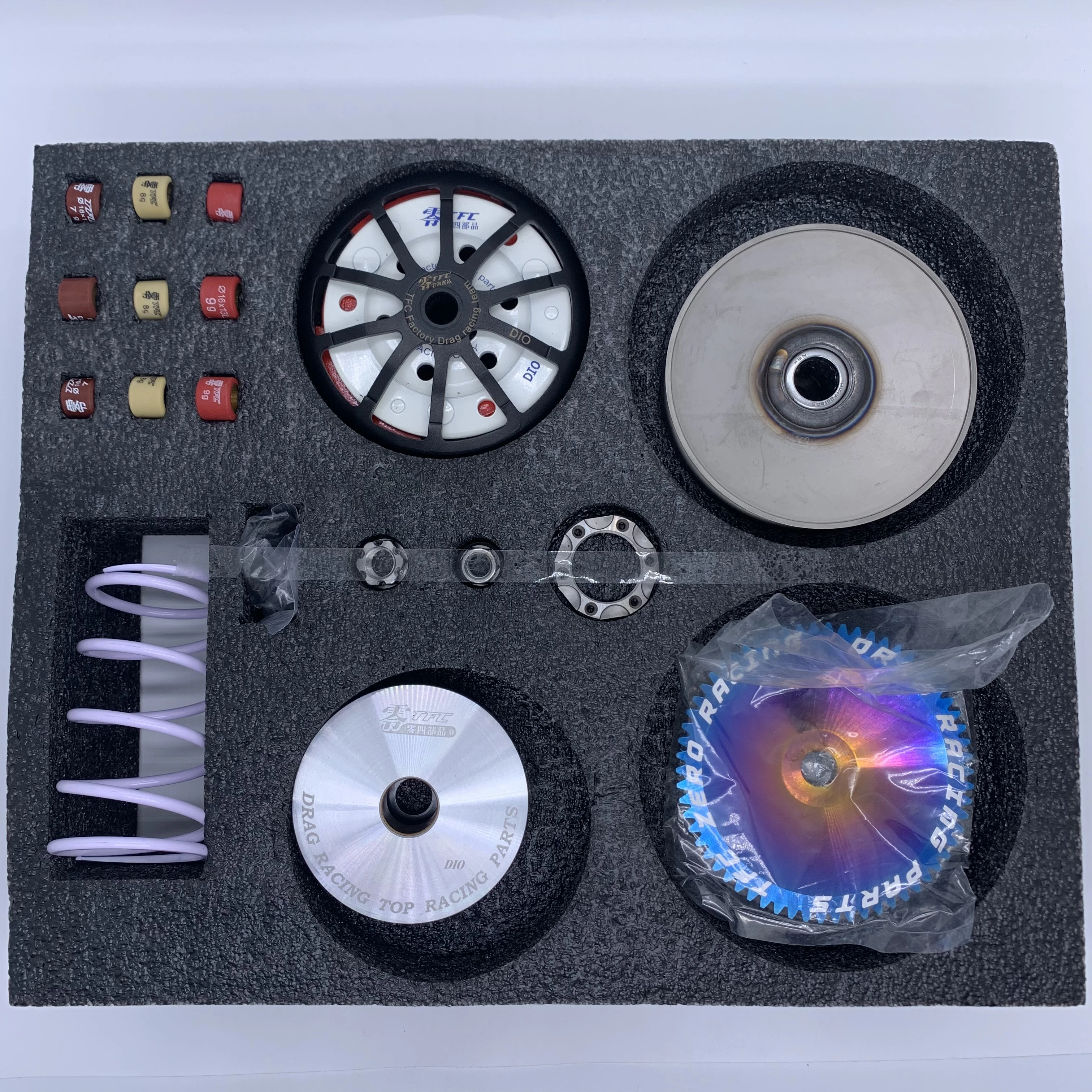 TFC Modified Power Kit Set for DIO50CC Contains A Clutch Bowl A Public Open and Closed Disc A Plubrium Disc A Leaf Disc, A Pl