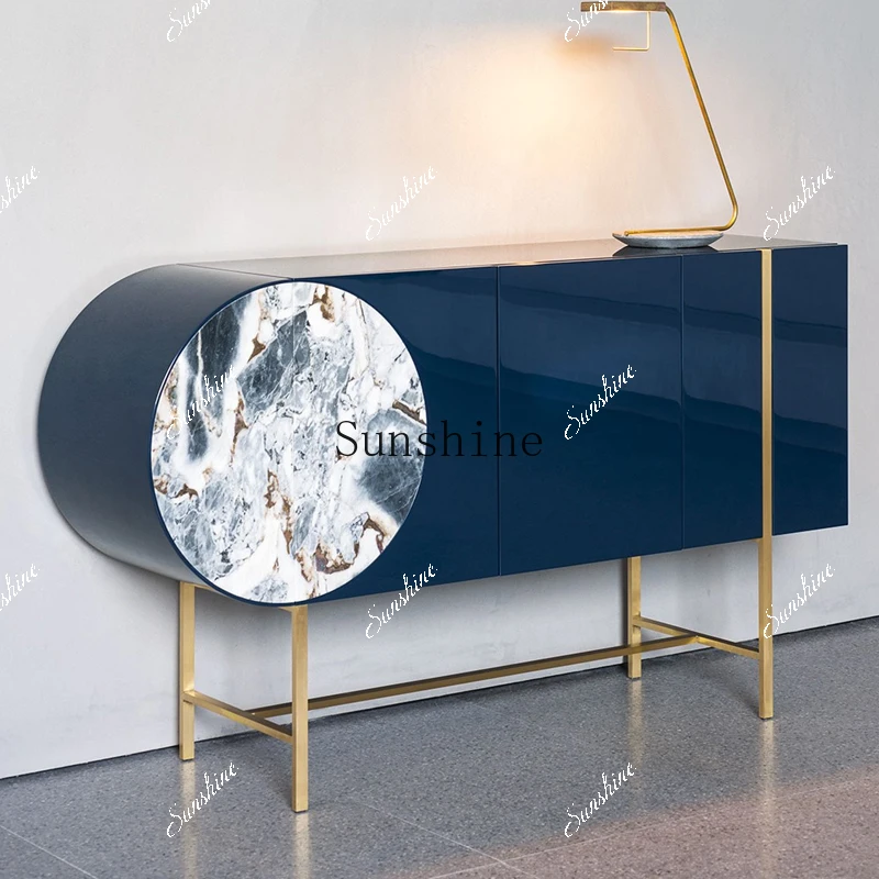 

Art stainless steel modern minimalist restaurant marble storage porch tea cabinet FT